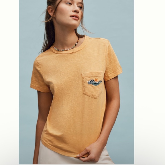 Anthropologie Tops - Women's Mustard Icon baby Pocket Tee